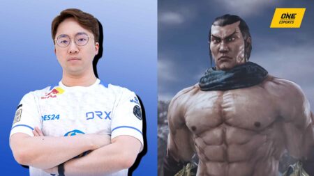 DRX Knee next to his EVO 2022 character Feng Wei