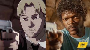 Chainsaw Man next to a scene from Pulp Fiction