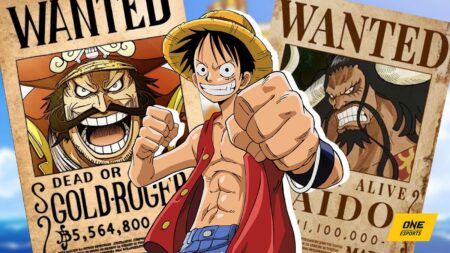 One Piece bounty featuring Gol D. Roger, Luffy, and Kaido