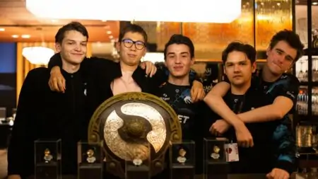 Team Secret at TI10 ring ceremony hosted by Valve at Singapore