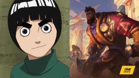 Naruto's Rock Lee and League of Legends tank champion K'Sante in ONE Esports featured image