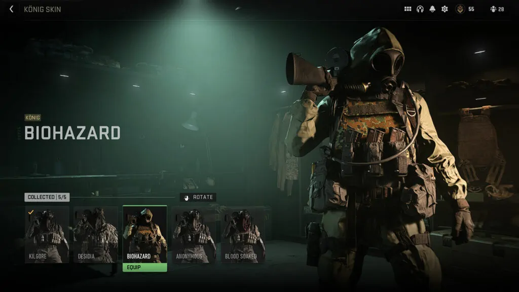 Call of Duty Modern Warfare 2 Warzone 2.0 Aspecto de operador Konig Biohazard