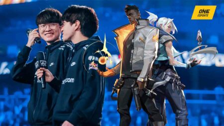 T1 Faker and Keria with Valorant agents Phoenix and Jett in ONE Esports featured image