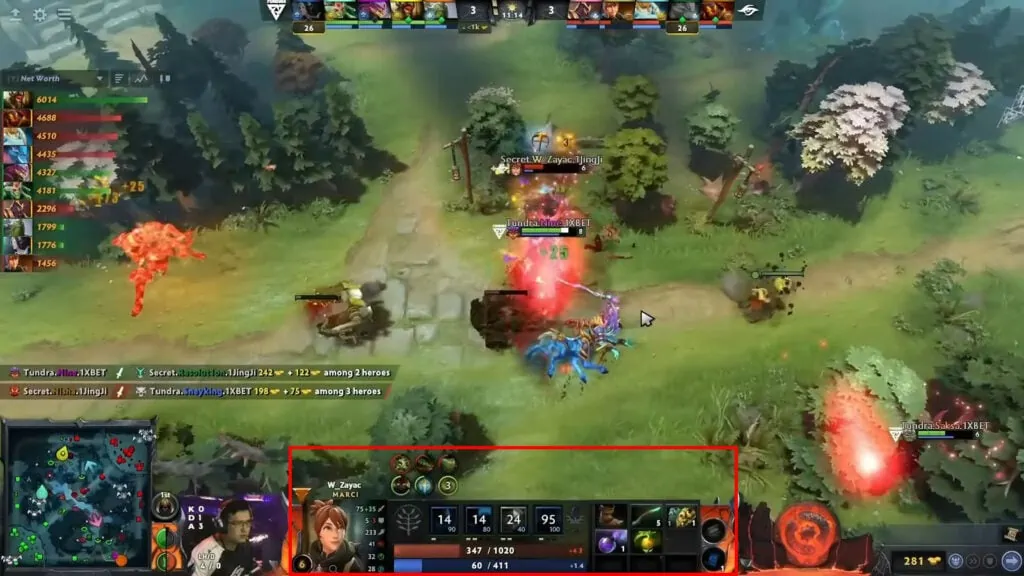 TI11 grand final Dota 2 hero HUD