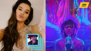 Hailee Steinfeld as Vi in Arcane and a screenshot of Riot Games Arcane music video in ONE Esports featured image