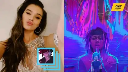 Hailee Steinfeld as Vi in Arcane and a screenshot of Riot Games Arcane music video in ONE Esports featured image