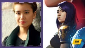 Katie Leung and Caitlyn from Arcane, Riot Games' League of Legends anime series