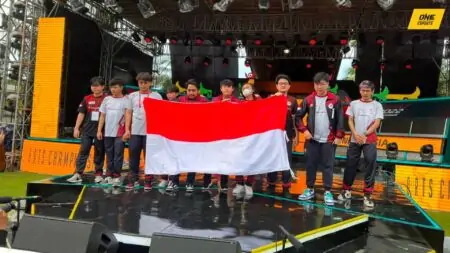 Team Indonesia at the IESF 14th WEC Mobile Legends: Bang Bang tournament