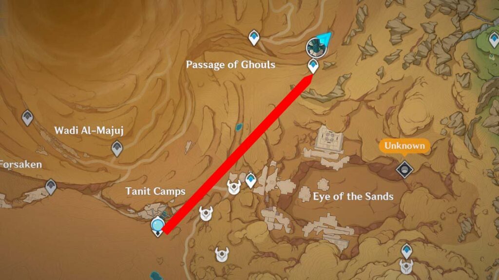 Ubicación en el mapa de Setekh Wenut en Genshin Impact