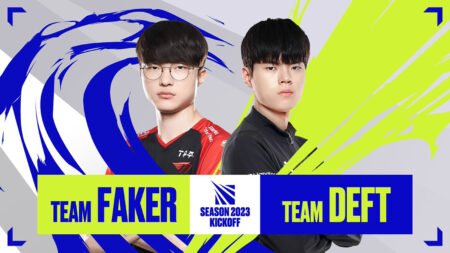 League of Legends Faker and Deft Showmatch Arms Crossed