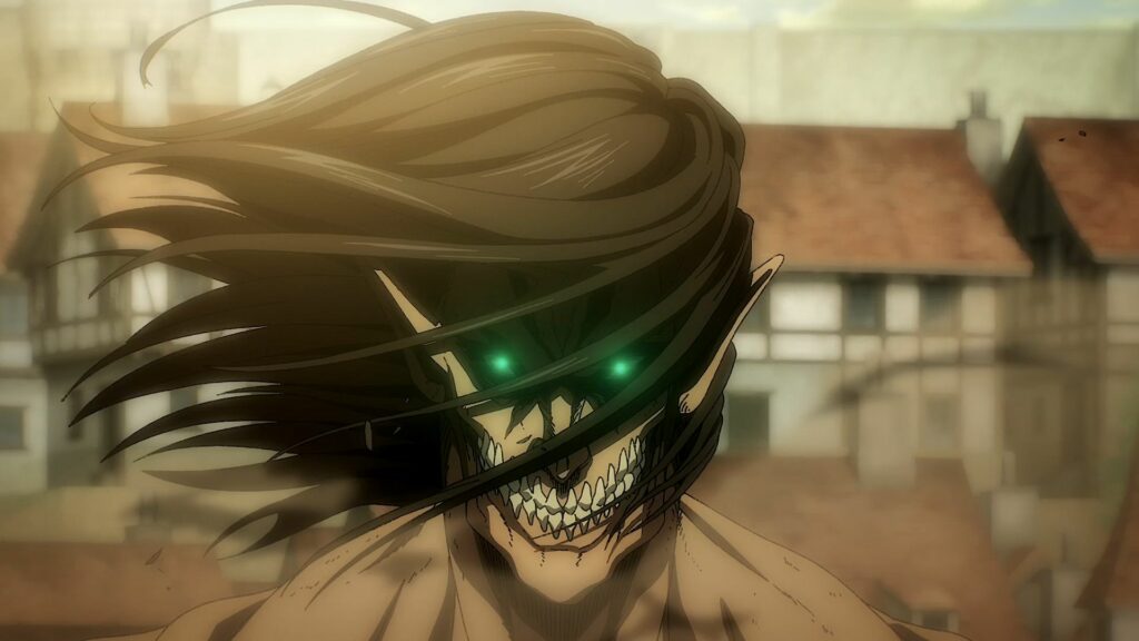 Eren Yeager como Titã vs. Outros Titãs em Attack on Titan