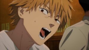 Denji being annoyed in Chainsaw Man anime