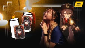 Genshin Impact gacha ritual featuring Hu Tao and ONE Esports writer Kurisu