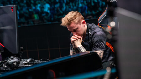Rekkles crying and contemplating after their loss against G2 Esports at LEC Summer Finals 2019