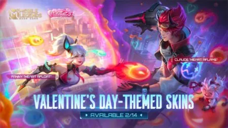 Heart Afloat Flanny and Heart Aflame Claude MLBB Valentine's Day skins