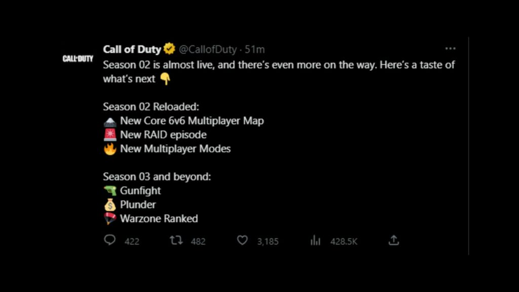 Clasificación de Warzone confirmada a través del tweet de Call of Duty