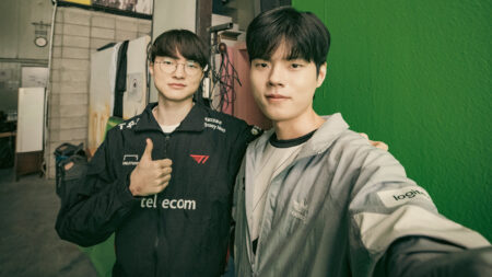 Faker and Deft during the LCK Spring 2023 video shoot
