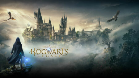 Hogwarts Legacy main graphic showcasing student and Hogwarts