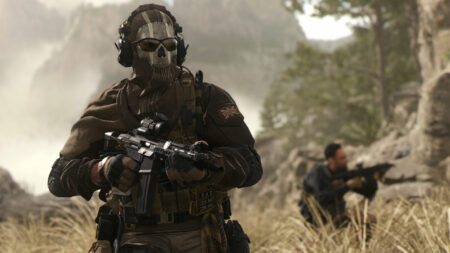 Modern Warfare 2 skull mask in field graphic
