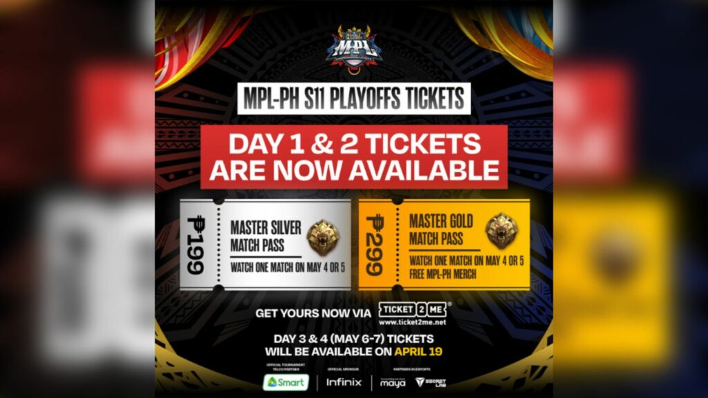 Mostrando entradas para los días 1 y 2 de los playoffs de la temporada 11 de MPL PH