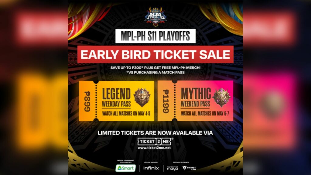 Póster de venta anticipada de entradas para los playoffs de la temporada 11 de MPL PH