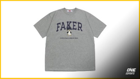 T1 Faker merch featuring a gray t-shirt