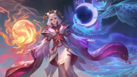 The splash of art of Mobile Legends: Bang Bang's Legend skin, Divine Goddess Lunox