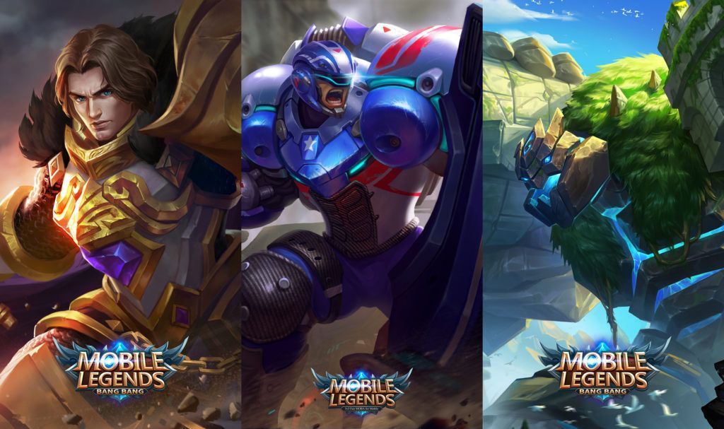 Mobile Legends: Bang Bang tank heroes Tigreal, Johnson, and Grock