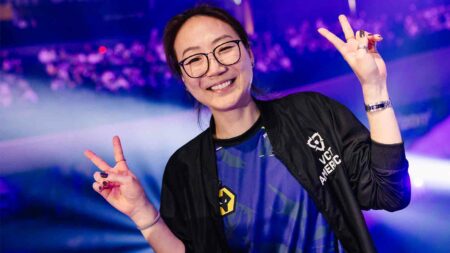 Coach Christine "potter" Chi of Evil Geniuses poses after victory against Team Liquid at VALORANT Masters Tokyo Brackets Stage at Tipstar Dome Chiba on June 19, 2023 in Tokyo, Japan