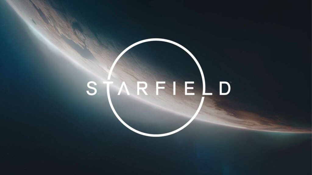 Logotipo de Starfield en el planeta.