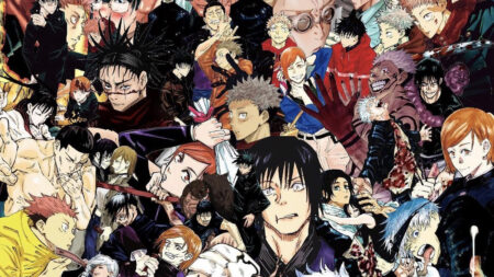 Gege Akutami's illustration of all characters in the Jujutsu Kaisen manga