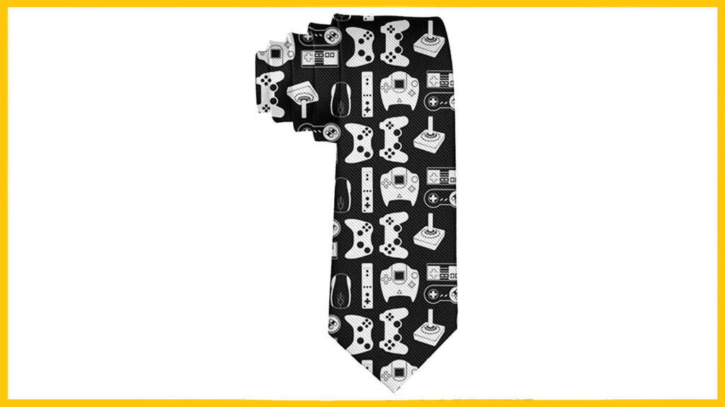 Colorfulsky video game necktie black and white