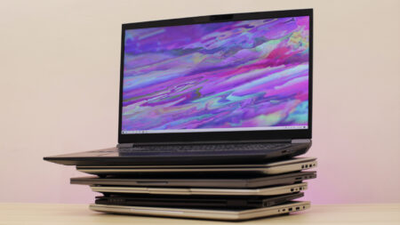Stack of laptops