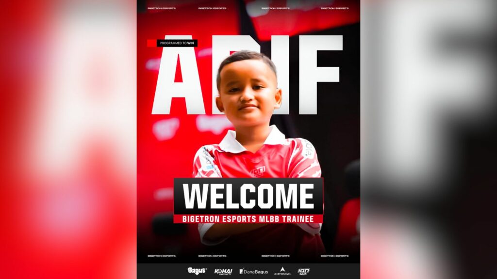 Póster de anuncio de Bigetron Esports sobre el fichaje del jugador de 11 años Arif