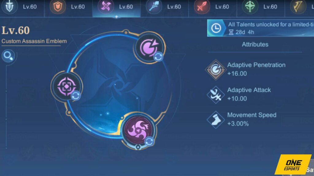 Mobile Legends: Bang Bang ha rediseñado la interfaz del emblema y los talentos del Asesino