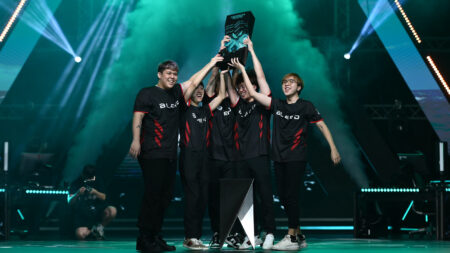 Bleed Esports lifts the VCT Ascension Pacific trophy after sweeping SCARZ 3-0 in the grand final