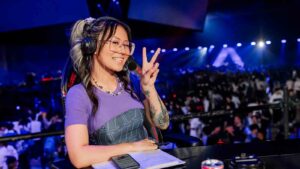 Esports host Yinsu "Yinsu" Collins is seen at VALORANT Masters Tokyo Grand Finals at Makuhari Messe on June 25, 2023 in Chiba, Japan
