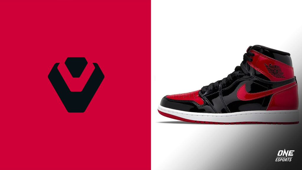 Hombre Nike Jordan 1 Retro High OG Patent Bred Sentinels Esports Zapatillas (Negro/Varsity Rojo-Blanco)