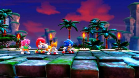 Sonic Superstars showing Sonic, Tails, Knuckles, and Amy Rose