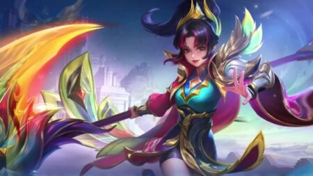 Splash art of Collector skin Prismatic Plume Ruby in Mobile Legends: Bang Bang