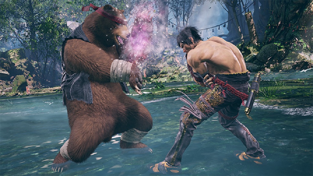 Kuma doing Heihachi's Demon Breath in Tekken 8