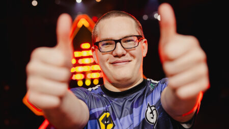Kelden "Boostio" Pupello of Evil Geniuses prepares to compete at VALORANT Champions Los Angeles Upper Final/Lower Semifinals at the Shrine Expo Hall on August 23, 2023 in Los Angeles, California