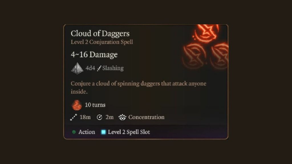 Los mejores hechizos de Baldur's Gate 3 incluyen Cloud of Daggers