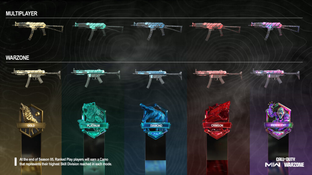 Diseños de armas de recompensa clasificatoria de la temporada 5 de Modern Warfare 2