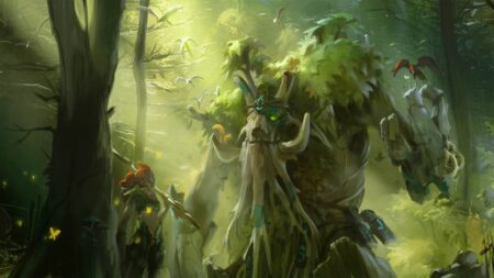 Guardians of Nature loaidng screen, with Treant Protector and Enchantress