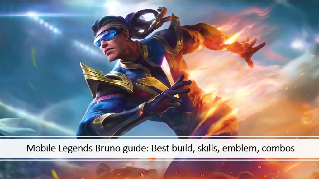 Mobile Legends: fondo de pantalla de Bang Bang Firebolt Bruno con enlace a la guía del héroe