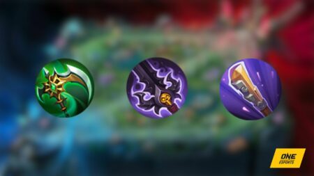 The Trinity build in Mobile Legends and its required items: Corrosion Scythe, Demon Hunter Sword, and Golden Staff