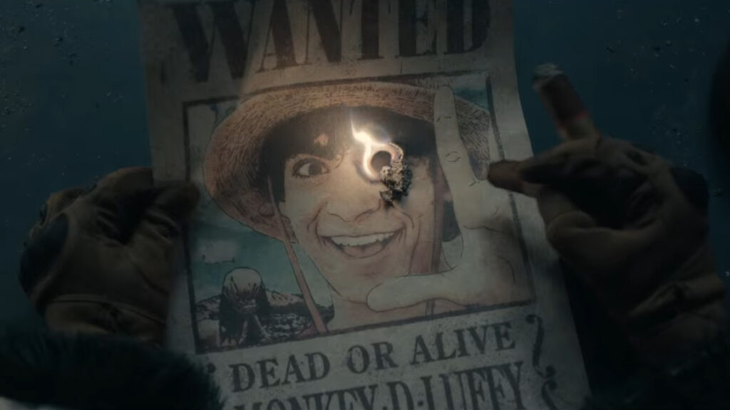 Monkey D. Luffy's poster burning in the One Piece live action ending