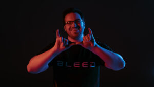 Jaccob "yay" Whiteaker wearing a Bleed Esports jersey