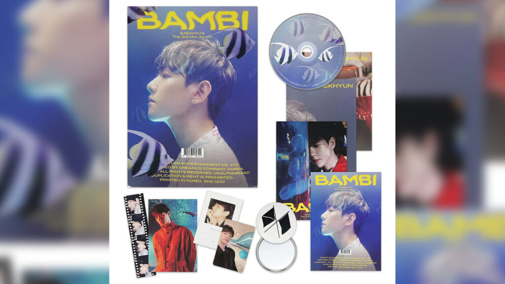 EXO BAEKHYUN 3er Mini Álbum - BAMBI [ PHOTOBOOK(BAMBI) ver. ] CD + Libro de fotos + Libro de letras + Póster plegado (en el paquete) + Tarjeta transparente + Película de secuencia + Postal + Tarjeta fotográfica + CARTEL OFICIAL